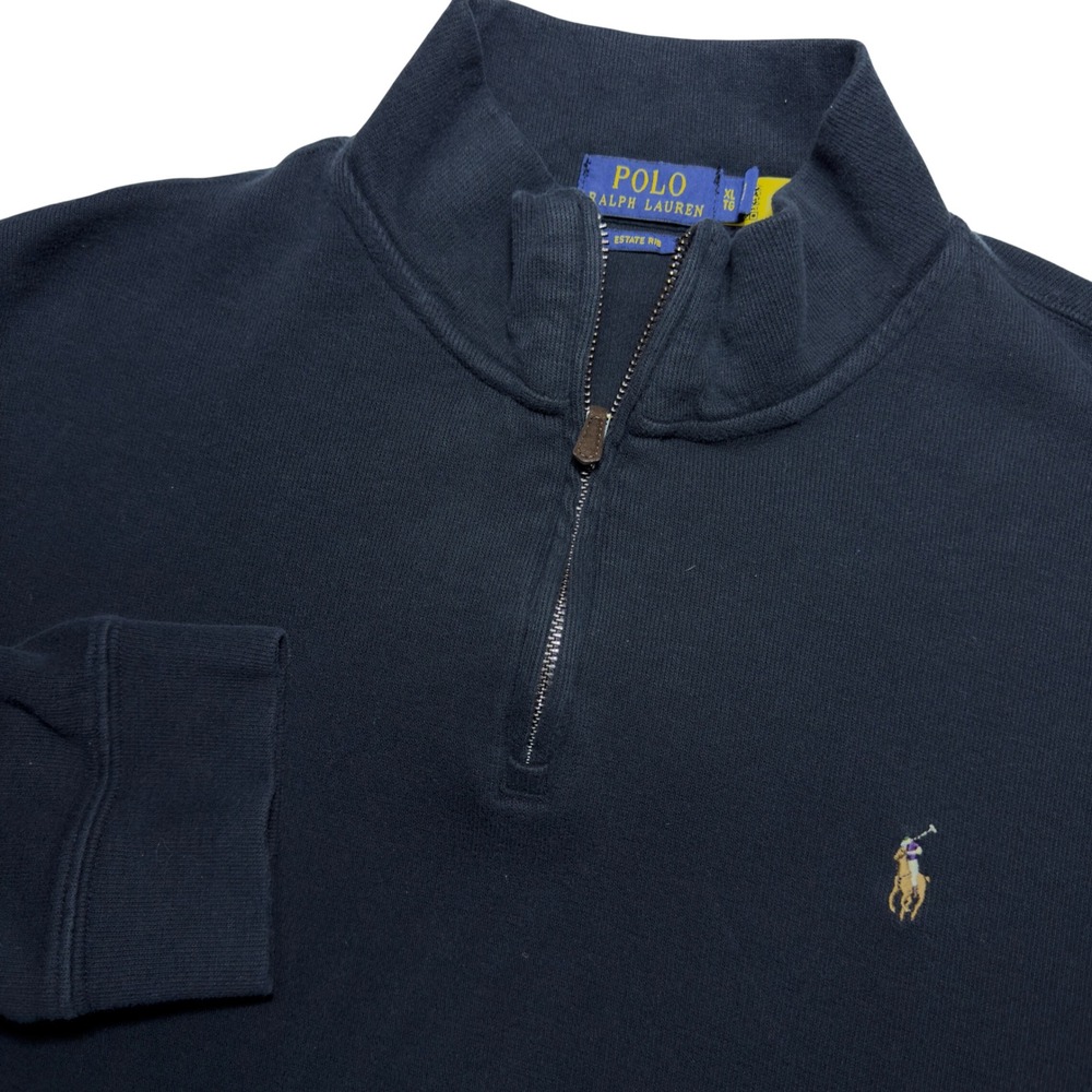 Polo Ralph Lauren Estate Rib XL Quarter Zip Pullover Black Men Pony Logo